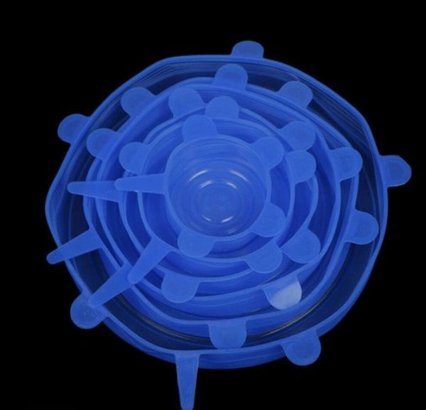 6Pcs Silicone Stretch Preserve Pot Bowl Fruit Lid for Fridge Microwave Food Container Cover - Silicon, Clips & Lids, 6pieces